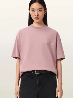 AllSaints T-shirt oversize damski bawełniany ODYSSEY ETTA TEE różowy