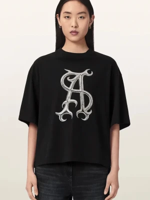 AllSaints T-shirt oversize damski bawełniany REFLEX AMELIE TEE czarny