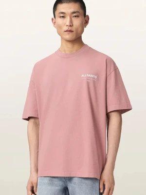 AllSaints T-shirt oversize męski bawełniany BACKSTAGE SS CREW różowy