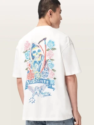 AllSaints T-shirt oversize męski bawełniany CRAY beżowy