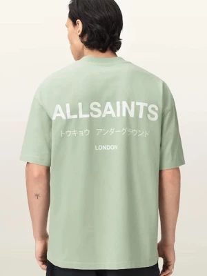 AllSaints T-shirt oversize męski bawełniany MINA zielony