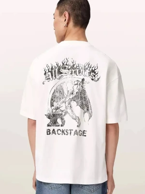 AllSaints T-shirt oversize męski bawełniany REPEAT biały