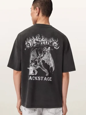 AllSaints T-shirt oversize męski bawełniany REPEAT czarny