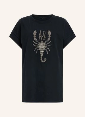 Allsaints T-Shirt Z Obszyciem Ozdobnymi Kamykami schwarz