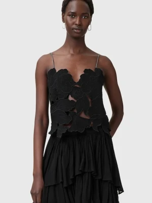 AllSaints top bawełniany FLORA damska kolor czarny gładka W144PC