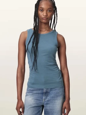 AllSaints top damski bawełniany z elastanem KATARINA niebieski