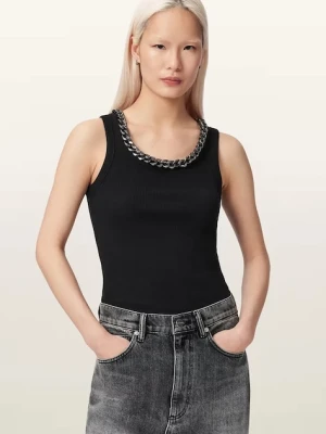 AllSaints top damski z bawełną LUCY czarny