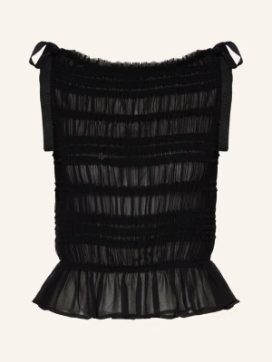Allsaints Top Lotus Z Falbankami schwarz CZARNY