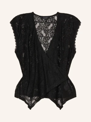 Allsaints Top Z Koronką Vera W Stylu Kopertowym schwarz CZARNY
