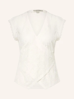 Allsaints Top Z Koronką Vera W Stylu Kopertowym weiss ECRU