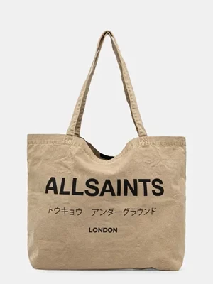 AllSaints torba bawełniana kolor beżowy M249XB