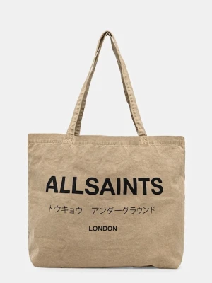 AllSaints torba bawełniana kolor beżowy M249XB