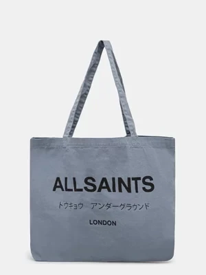 AllSaints torba bawełniana kolor niebieski M170XB