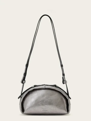 AllSaints torebka crossbody damska skórzana EFFIE srebrny
