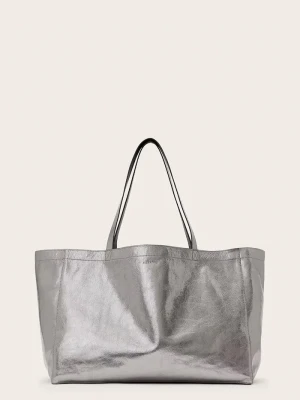 AllSaints torebka shopper damska skórzana ROSALIE srebrny