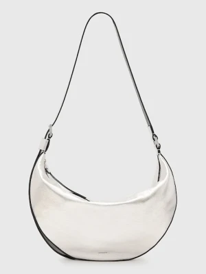 AllSaints torebka skórzana HALF kolor srebrny W336XC