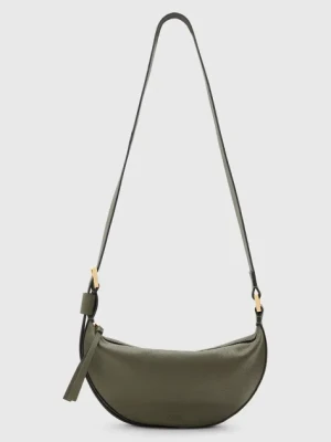 AllSaints torebka skórzana HALF MOON kolor zielony W301XB