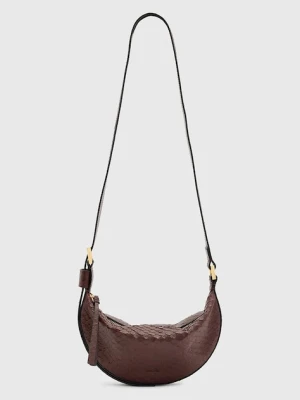 AllSaints torebka skórzana HALFMOON SNAKE kolor bordowy W387XB
