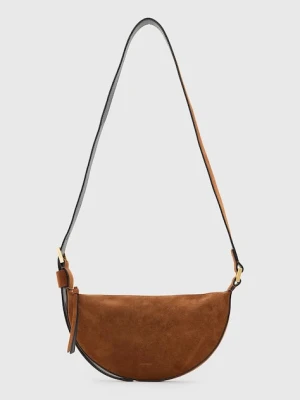 AllSaints torebka zamszowa HALFMOON kolor brązowy W334XC