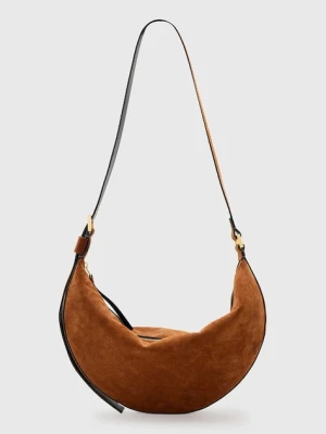 AllSaints torebka zamszowa HALFMOON kolor brązowy W337XC