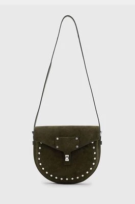 AllSaints torebka zamszowa MIRO SADDLE kolor zielony W236XB