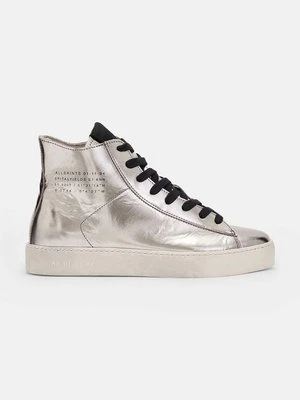 AllSaints trampki skórzane Tana Met High Top damskie kolor srebrny W118FB