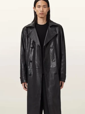 AllSaints trencz skórzany KELLETT kolor czarny M026LD