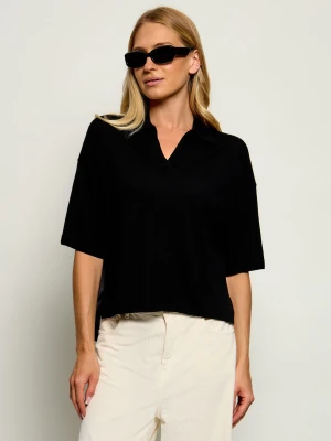 AllSaints Wełniane polo Bern | Relaxed fit czarny