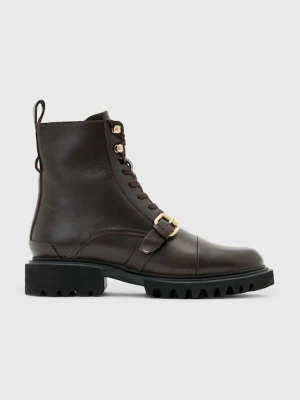AllSaints workery skórzane TORI BOOT damskie kolor brązowy na płaskim obcasie W119FB