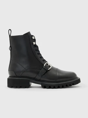 AllSaints workery skórzane TORI BOOT damskie kolor czarny na płaskim obcasie W119FB