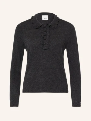 Allude Sweter Z Kaszmiru Z Falbanami grau CZIEMNOSZARY
