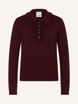 Allude Sweter Z Kaszmiru Z Falbanami rot CIEMNOCZERWONY