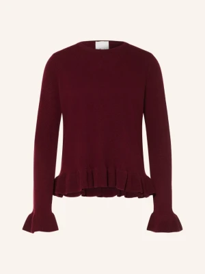 Allude Sweter Z Kaszmiru Z Falbanami rot CIEMNOCZERWONY