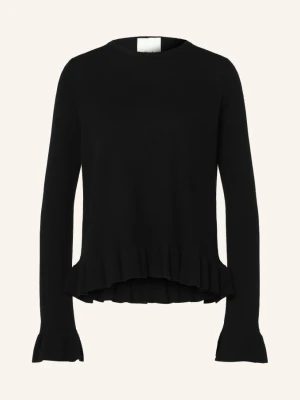 Allude Sweter Z Kaszmiru Z Falbanami schwarz CZARNY