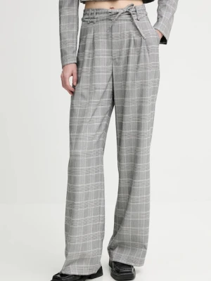 Alohas spodnie Cata damskie kolor szary proste high waist R100919