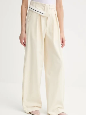 Alohas spodnie Moca damskie kolor beżowy szerokie high waist R100835