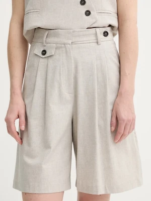 Alohas szorty bawełniane Niselle damskie kolor beżowy gładkie high waist R100926