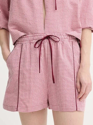 Alohas szorty bawełniane Saori damskie kolor różowy wzorzyste high waist R100945