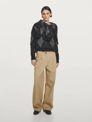 Dzianinowy Sweter Z Wełny I Wełny Z Alpaki W Romby - Czarny - - Massimo Dutti - Kobieta