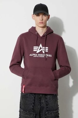 Alpha Industries bluza Basic Hoody męska kolor bordowy z kapturem z nadrukiem 178312.21