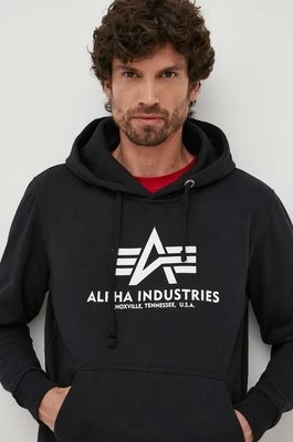 Alpha Industries bluza Basic Hoody męska kolor czarny z kapturem z nadrukiem 178312.03