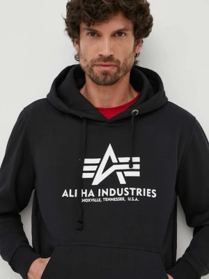 Alpha Industries bluza Basic Hoody męska kolor czarny z kapturem z nadrukiem 178312.03