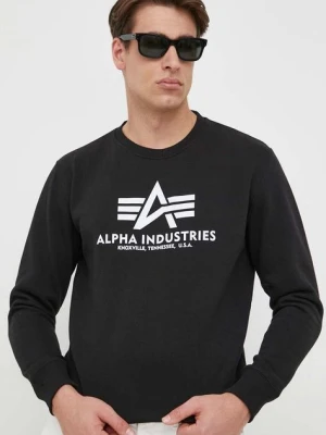Alpha Industries bluza Basic Sweater męska kolor czarny z nadrukiem 178302.03