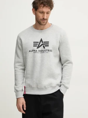 Alpha Industries bluza Basic Sweater męska kolor szary z nadrukiem 178302 17 178302.17