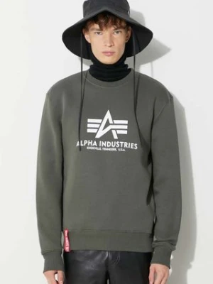 Alpha Industries bluza Basic Sweater męska kolor zielony z nadrukiem 178302.142