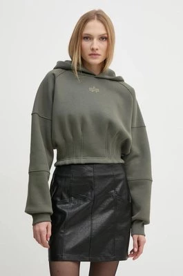 Alpha Industries bluza damska kolor zielony z kapturem z nadrukiem 148041