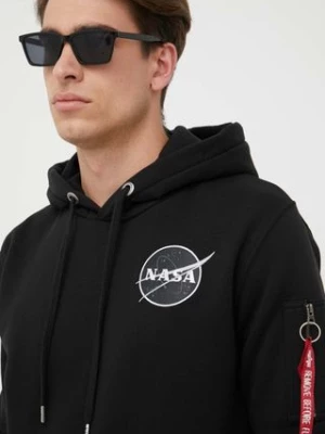 Alpha Industries bluza Dark Side Hoody męska kolor czarny z kapturem z nadrukiem 108337.285