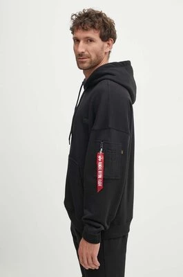 Alpha Industries bluza Essentials RL męska kolor czarny z kapturem gładka 146335