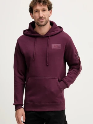 Alpha Industries bluza męska kolor bordowy z kapturem gładka 178318.608