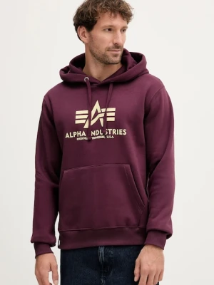 Alpha Industries bluza męska kolor bordowy z kapturem z nadrukiem 178312.608